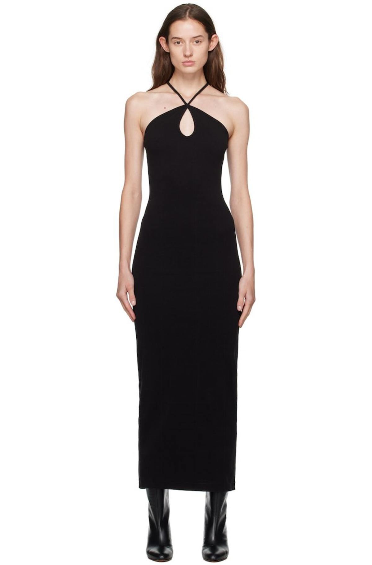 chinese dress ladies Vespera Black Keyhole Maxi Dress with High Thigh Slit – Aurohaya main image 1