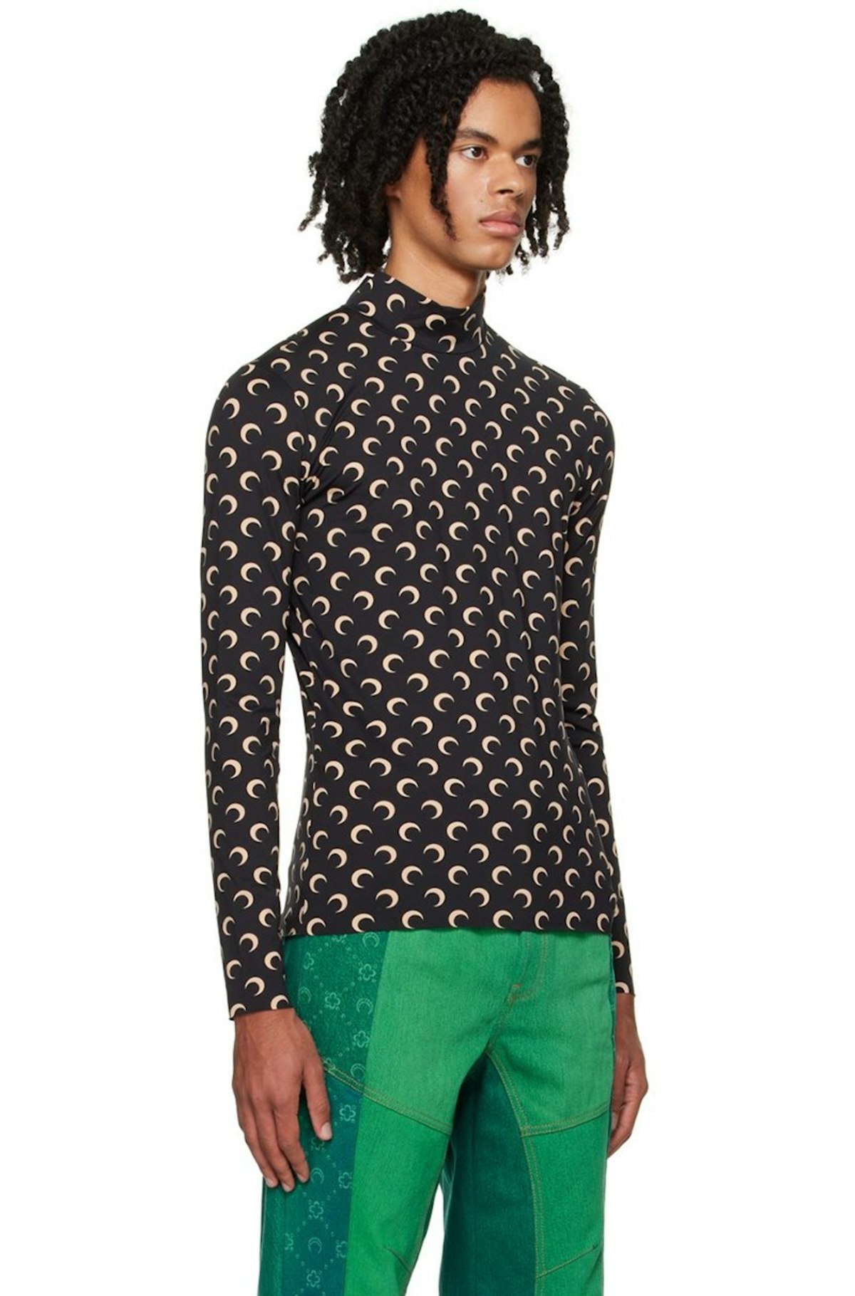 Marine Serre Black All Over Moon Turtleneck | Garmentory