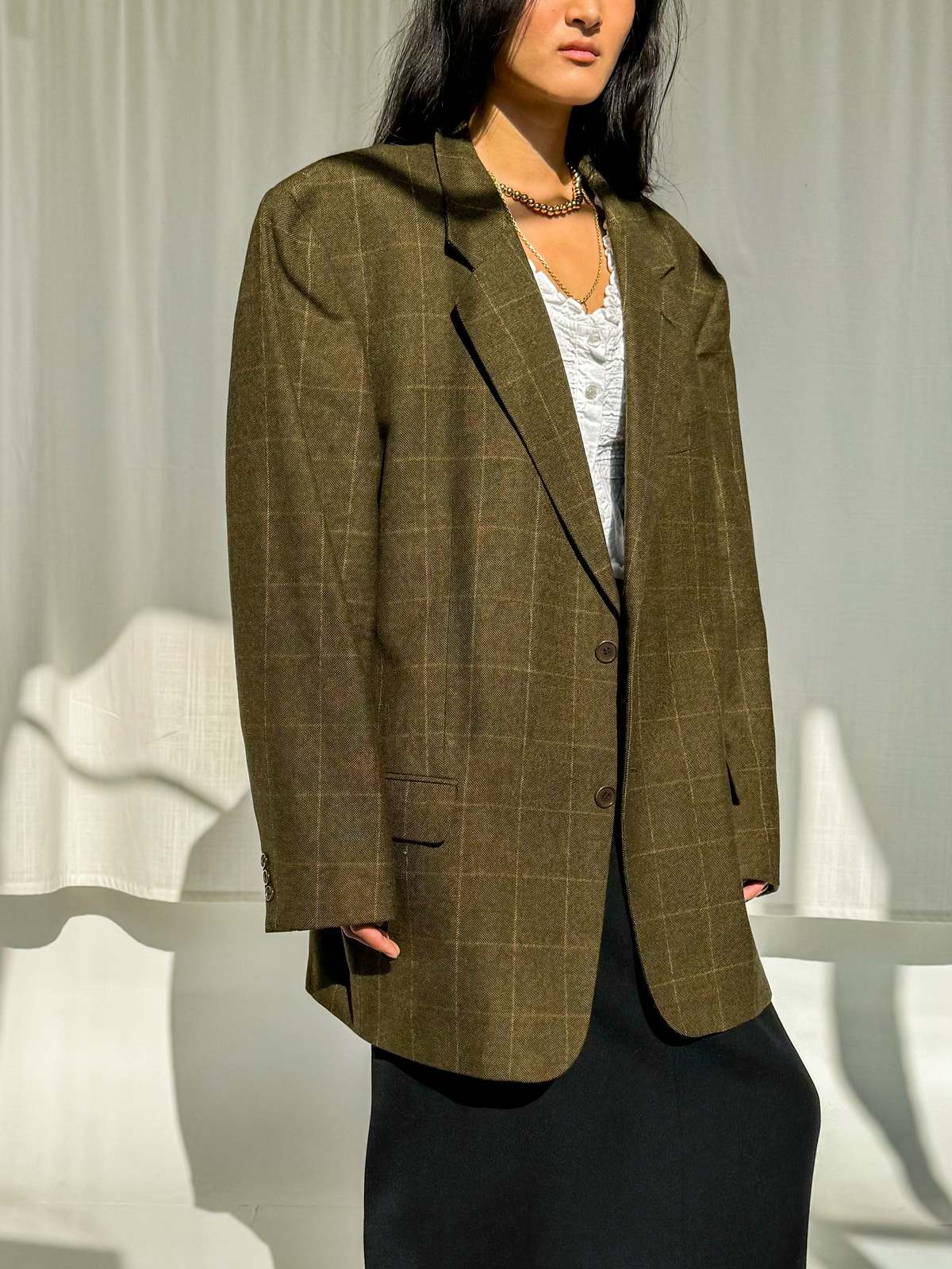 美品✨VALENTINO UOMO wool tweed bal coat Valentino uomo 46L Blazer Jacket Brown Wool Silk cashmere