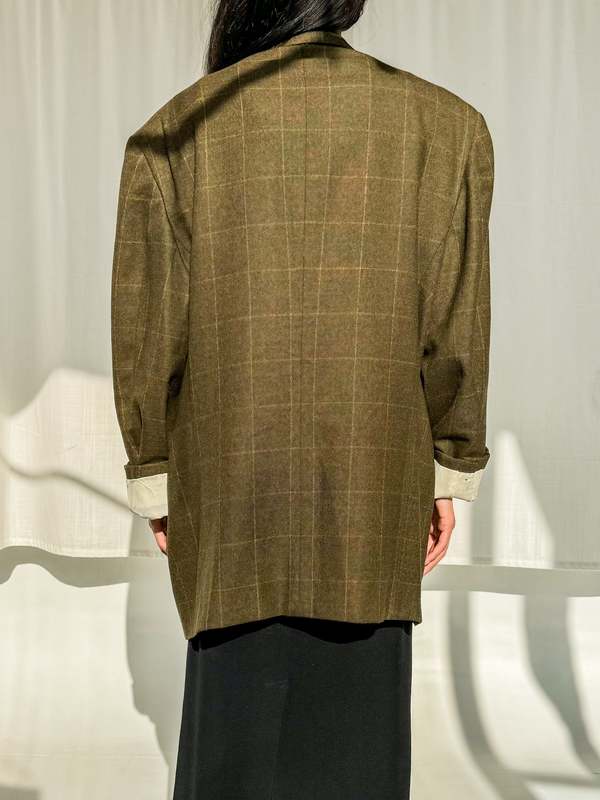 美品✨VALENTINO UOMO wool tweed bal coat Valentino uomo 46L Blazer Jacket Brown Wool Silk cashmere