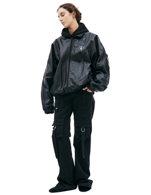 Doublet Emboidered leather track jacket - Black | Garmentory