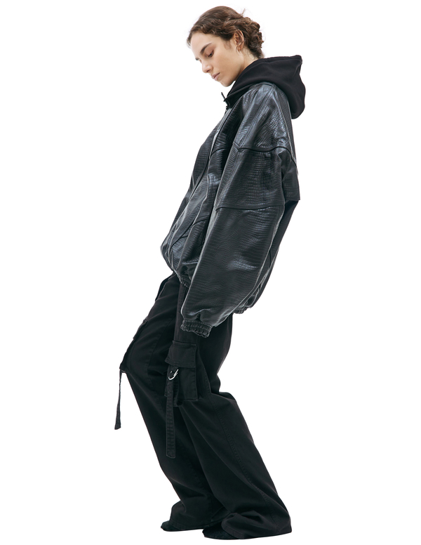 Doublet Emboidered leather track jacket - Black | Garmentory