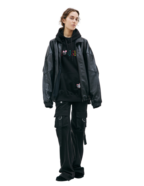 Doublet Emboidered leather track jacket - Black | Garmentory