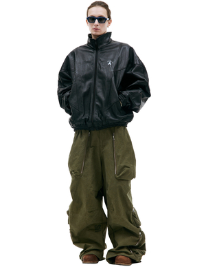 Doublet Emboidered leather track jacket - Black | Garmentory