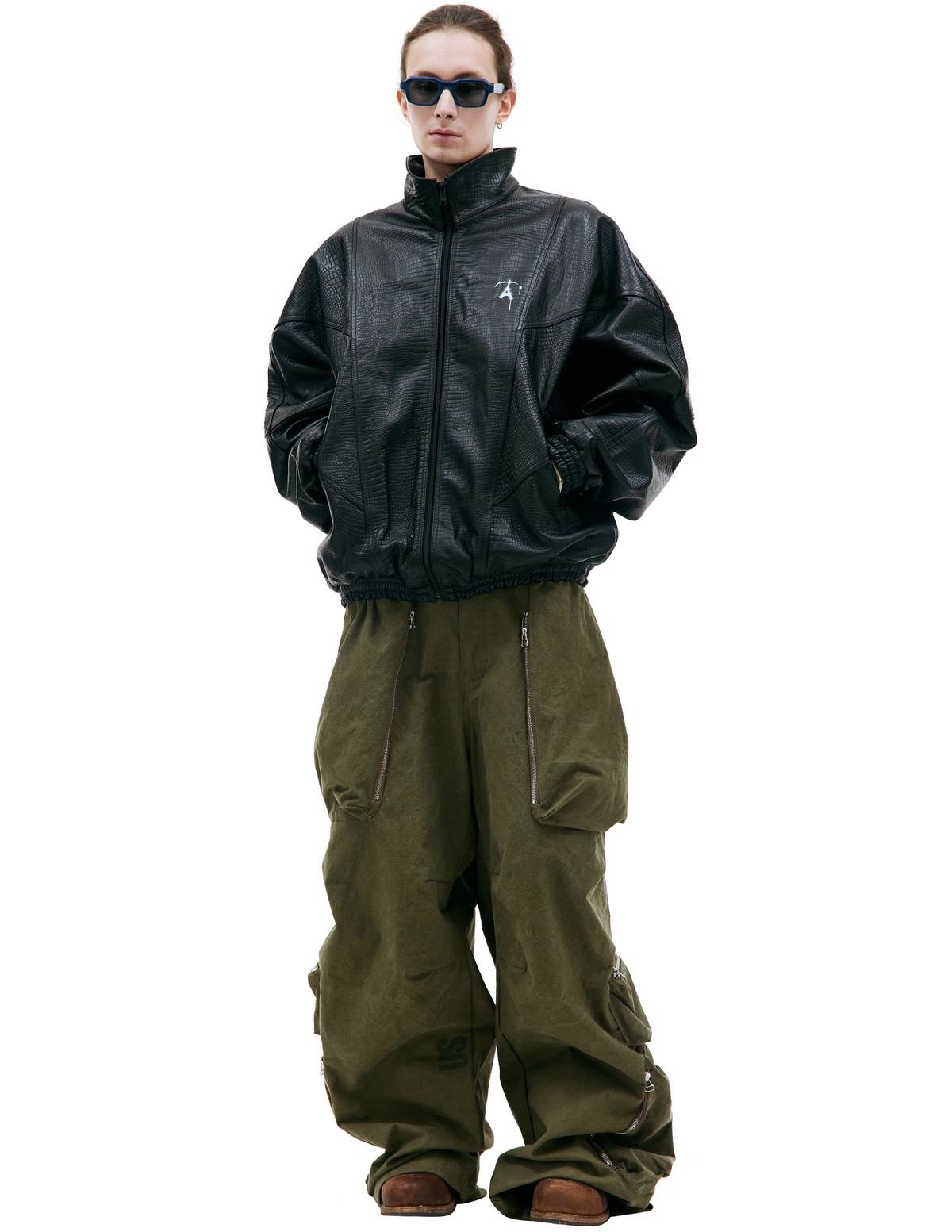 Doublet Emboidered leather track jacket - Black | Garmentory