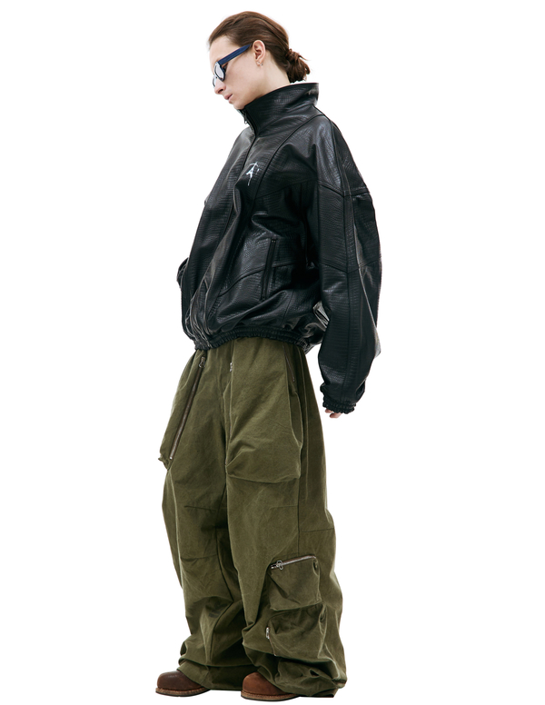 Doublet Emboidered leather track jacket - Black | Garmentory