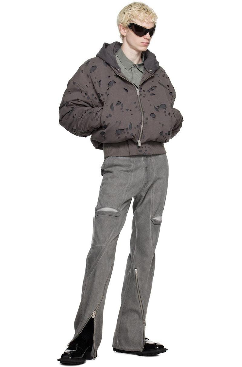 HELIOT EMIL Gray Pneumatic Bomber Jacket Garmentory