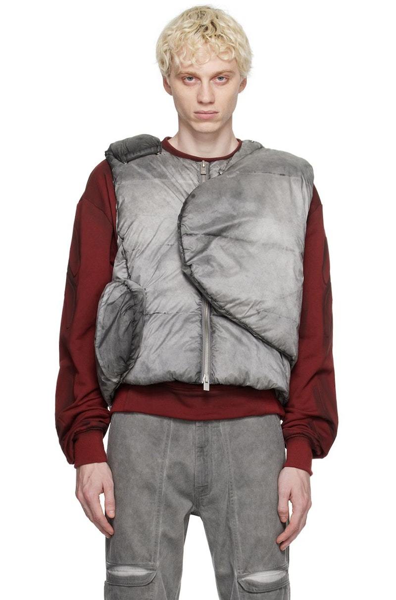 HELIOT EMIL Gray Weathering Puffer Vest | Garmentory