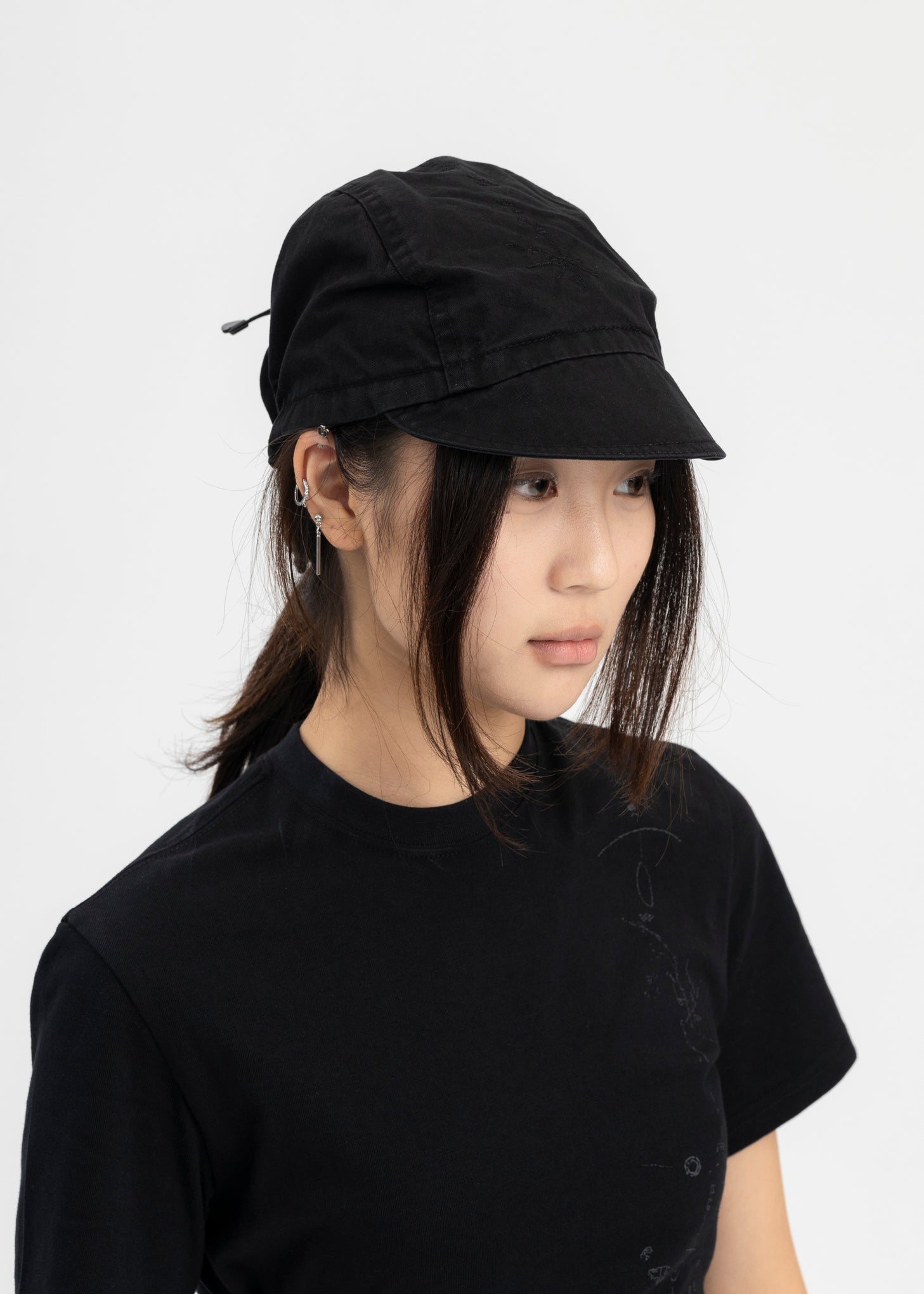 Hyein Seo BLACK SHIRRING CAP - Black | Garmentory