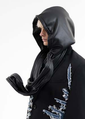 Y/project Wire Leather Hood - Black | Garmentory