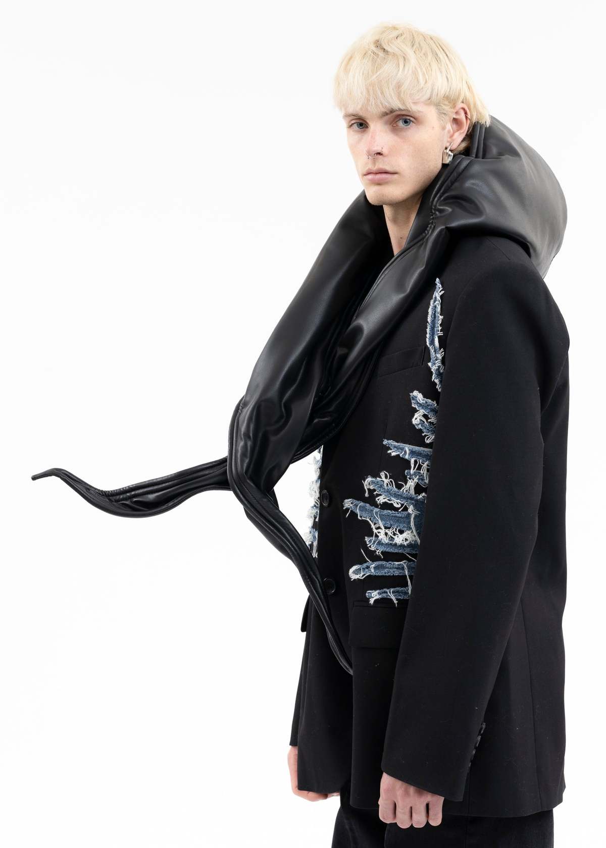Y/project Wire Leather Hood - Black | Garmentory