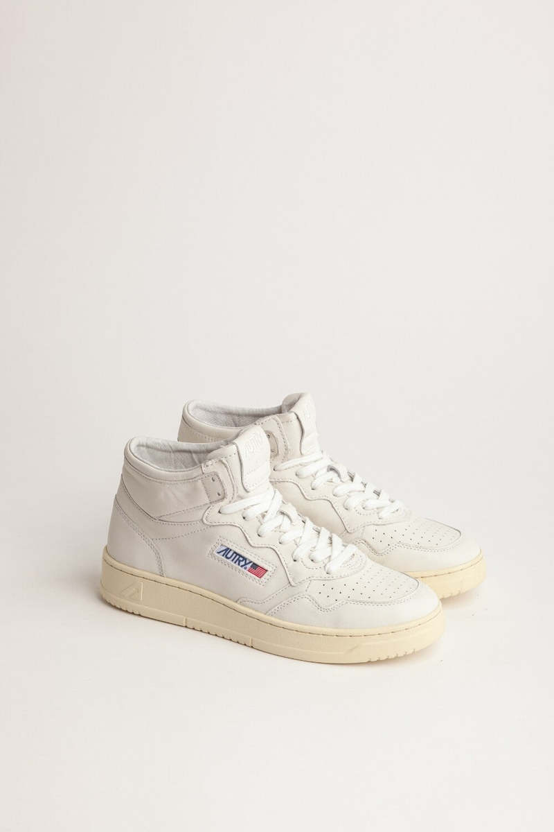 Autry White Goatskin Low Top Sneakers