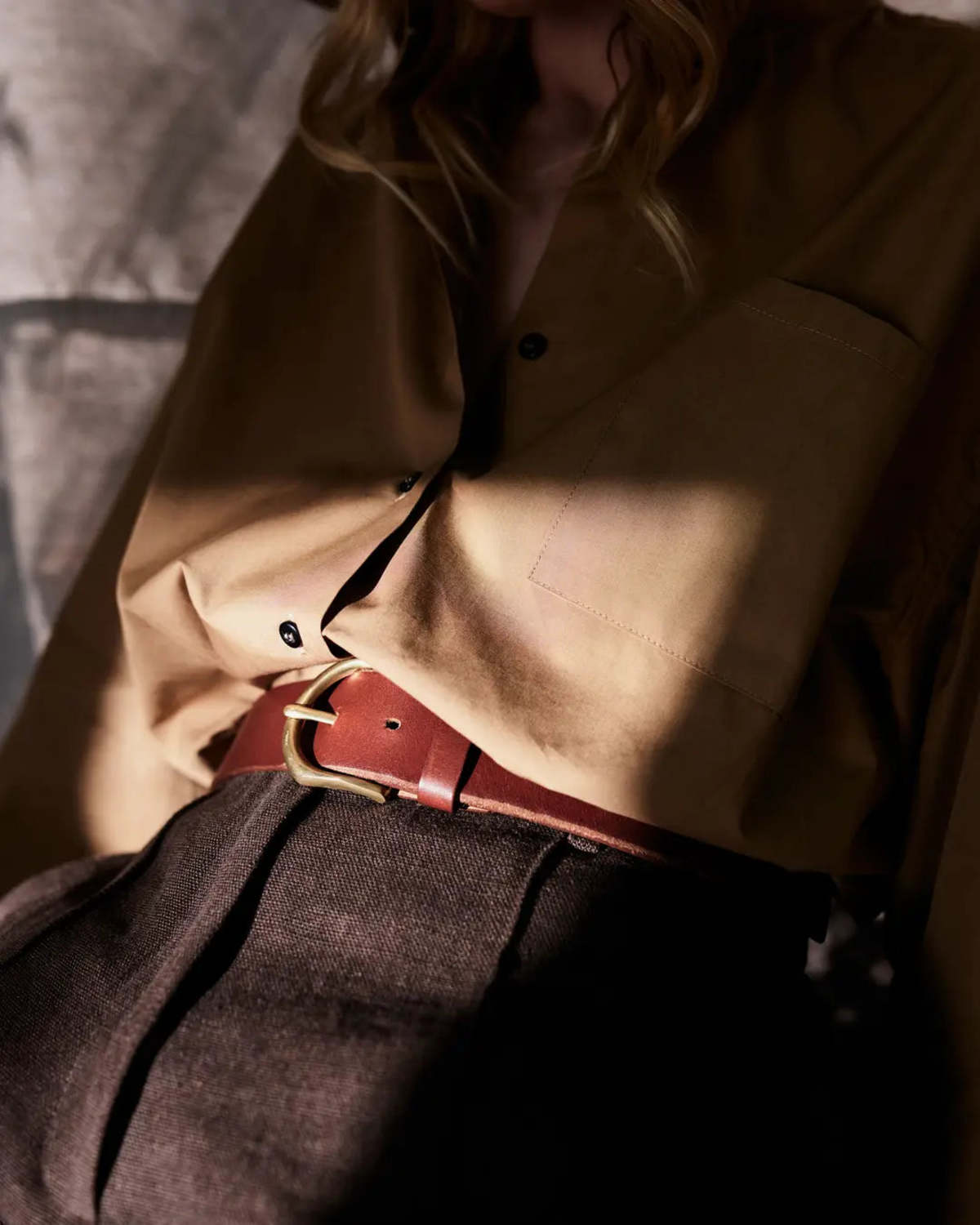 Janessa Leone Cato Classic Leather Belt - Cognac | Garmentory