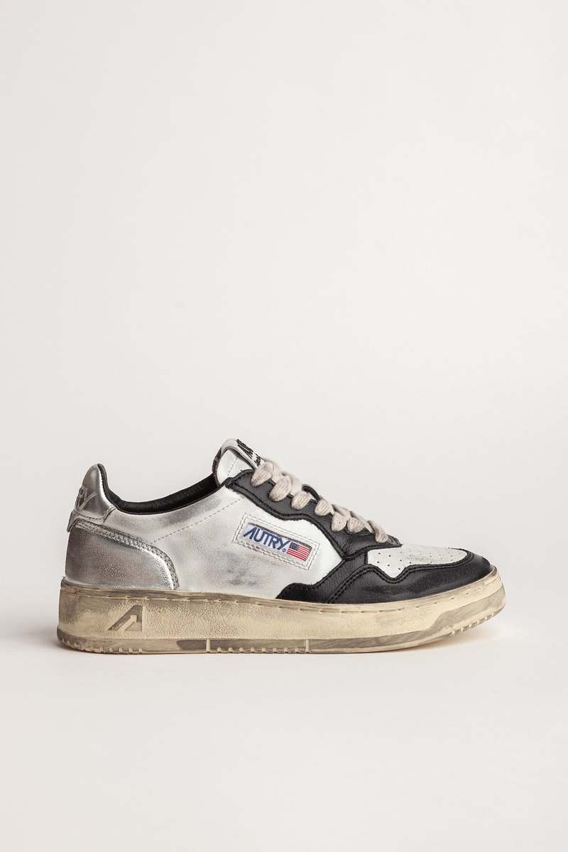 Autry Super Vintage Black and Silver Low Top Sneakers