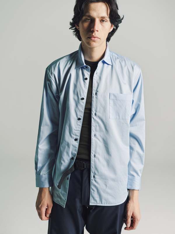 GR10K Clean Poplin Polartec Long Sleeve Shirt - Blue | Garmentory