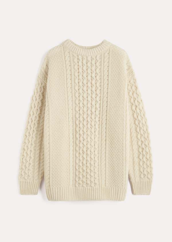 Totême Chunky Cable Knit - NAVY/Cream | Garmentory