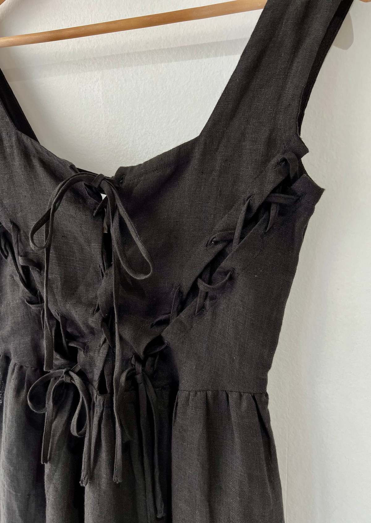 Tach Clothing Linen Dress Black Garmentory