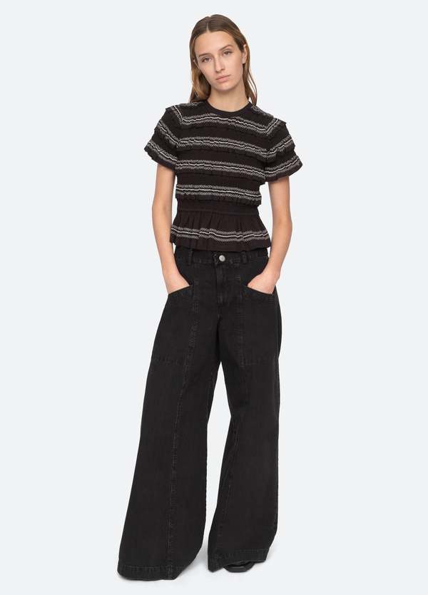 Sea NY Mable Cambric Smocked Top - Black | Garmentory