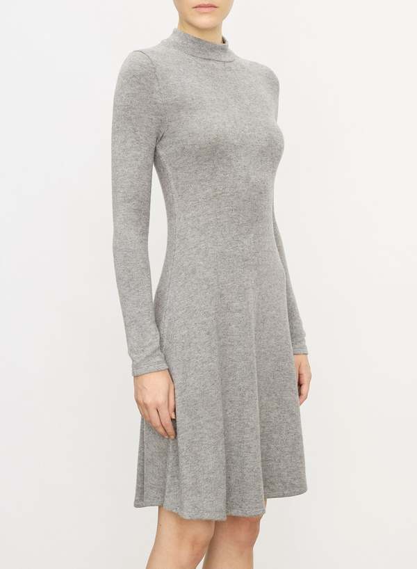 knee length dresses for ladies Silver Metallic Long-Sleeve Sequined Mini Dress L / 8 / Silver main image 0