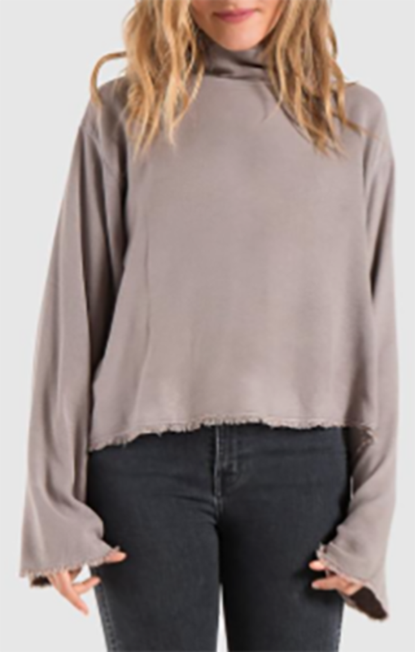 Bella Dahl Fray Button Back Turtleneck