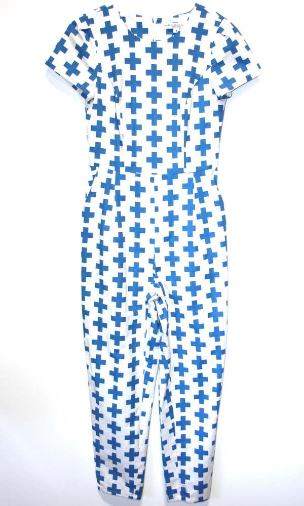 Birds of North America Gyrfalcon Jumpsuit - Blue Crosses
